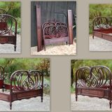 Art nouveau bed in curved wooden J-J Kohn 1900 ca