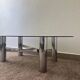 Table basse métal chromé verre fumé années 70