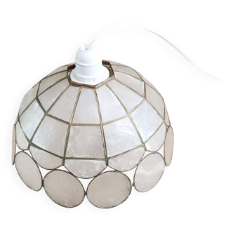 Mother-of-pearl and brass pendant light
