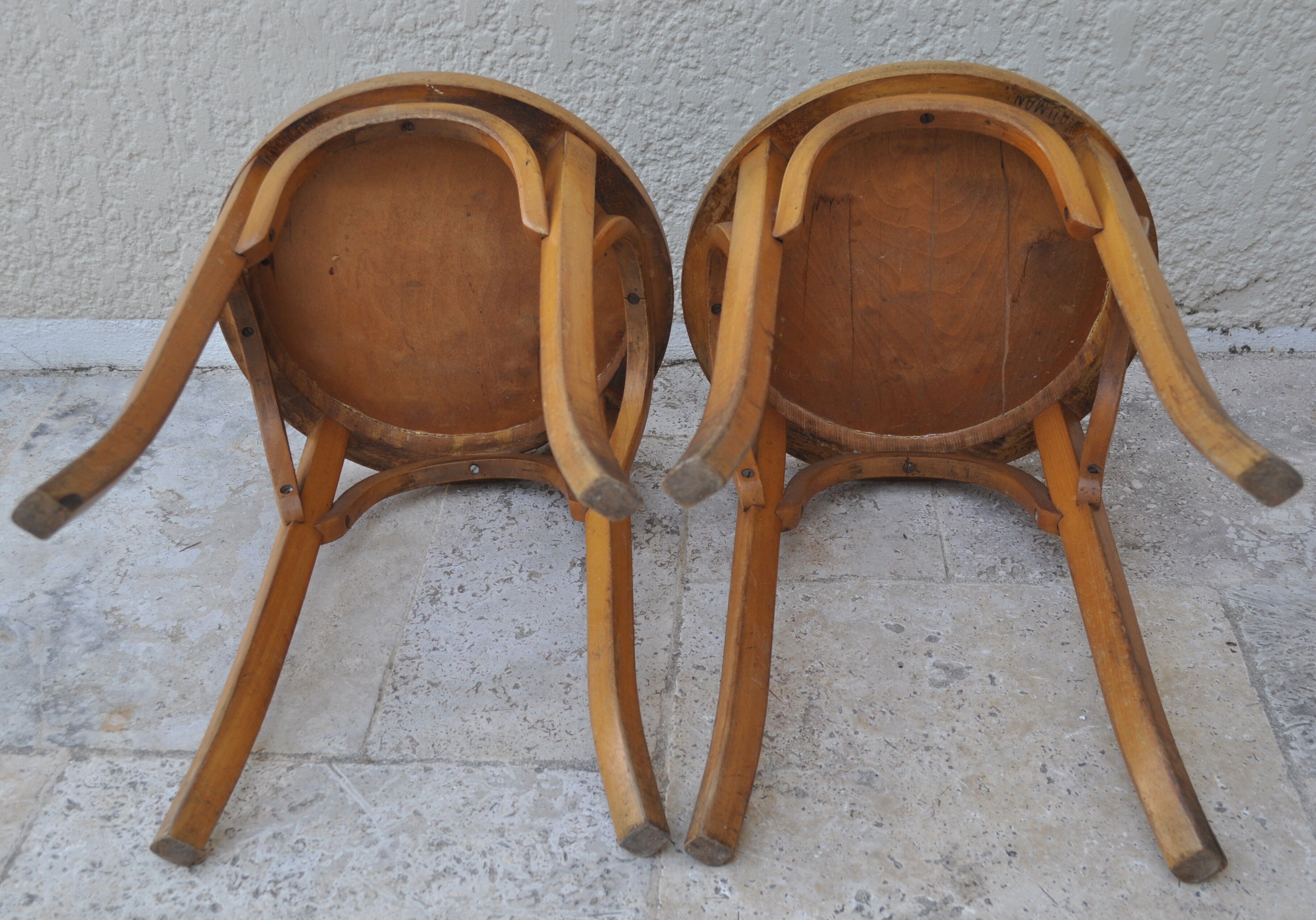 Pair of stools signed Baumann