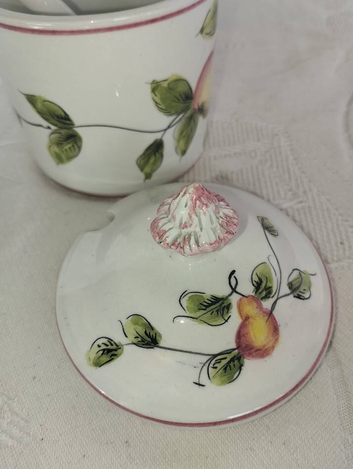 Vintage ceramic confit pot with spoon – 1950s