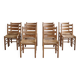 Set of 10 dining chairs in pine with sea grass seats, Danish design from the mid-20th century.