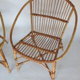Pair of vintage rattan armchairs