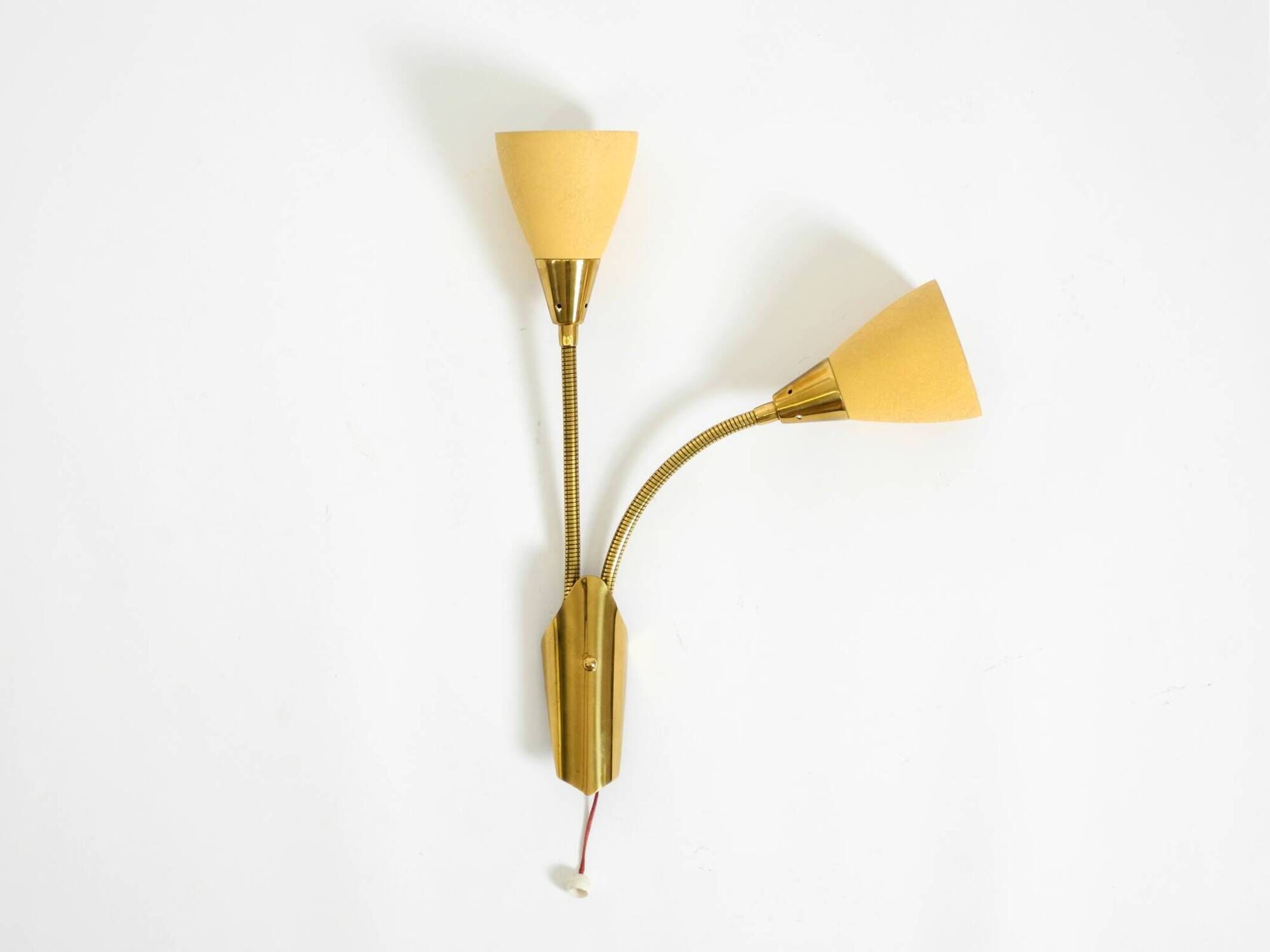 Mid Century unused brass wall lamp with double shade by Cosack Leuchten