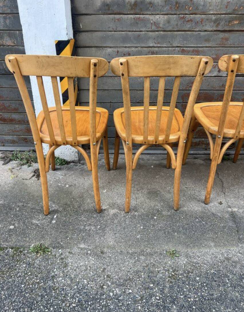 (Lot) 5 stamped Lutherma chairs (light oak)