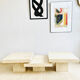 Table basse modulable en travertin – design sculptural années 70