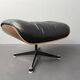 Black leather ottoman by Ray & Charles Eames for Herman Miller Vitra, Germany, 1980s.