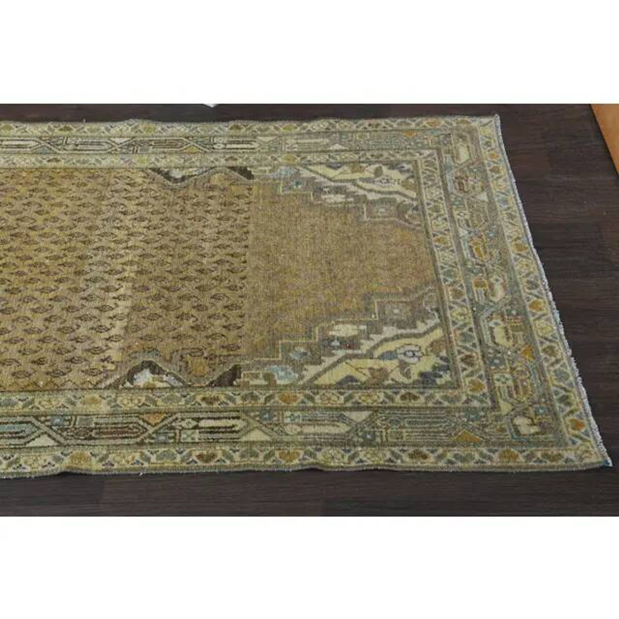 Tapis de couloir vintage turc Oushak fait main en laine et coton orange
