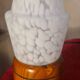 three Scandinavian bedside lamps, turned wood and glass, Clichy 20x9, electric ok