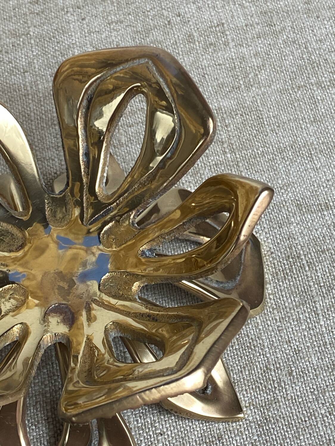 Solid brass water lily candle holder