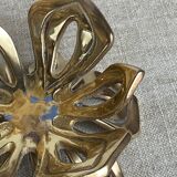 Solid brass water lily candle holder