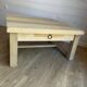Large antique coffee table in sandblasted solid oak - Rustic chic style