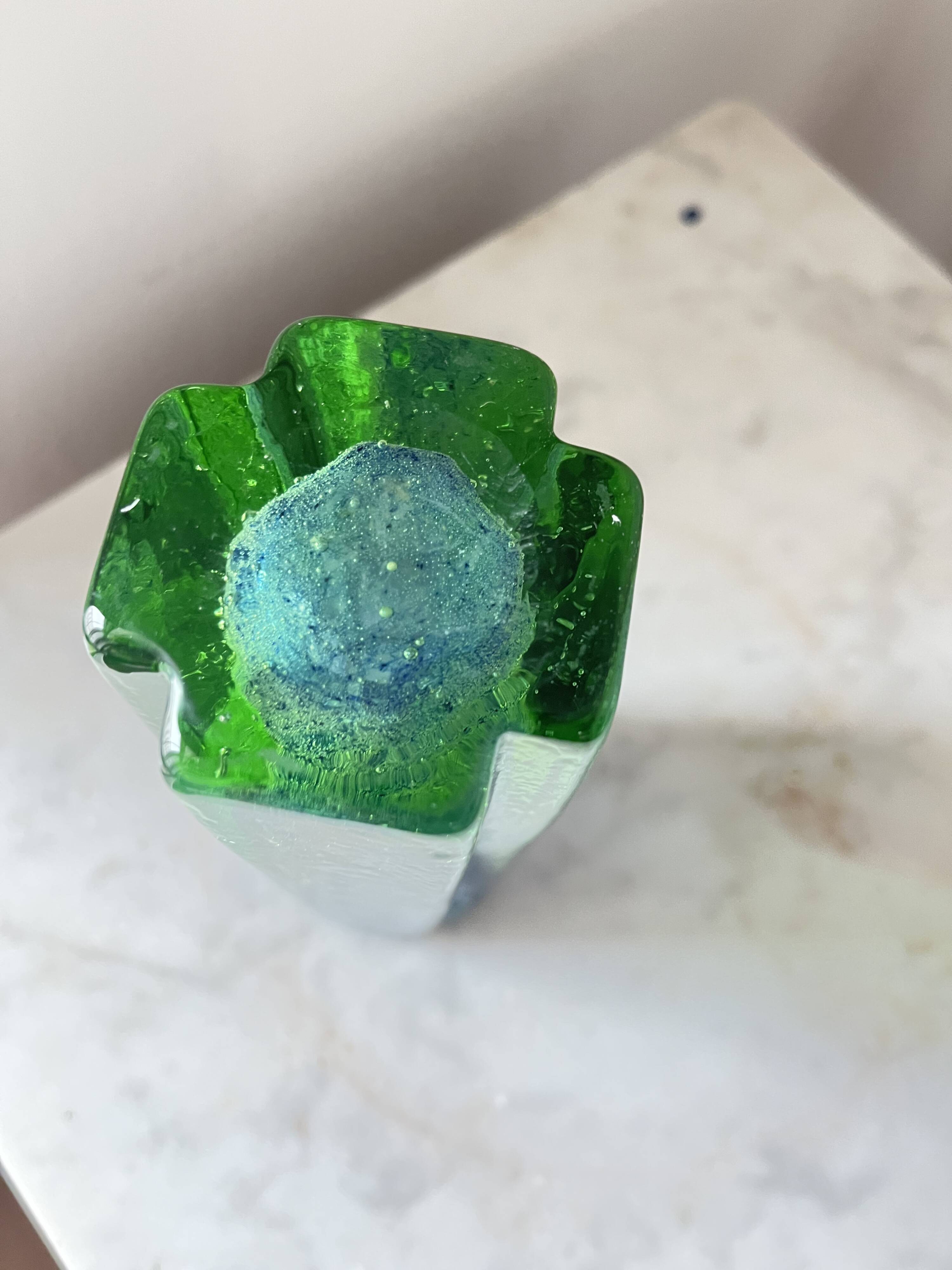 Vase vintage scandinave bleu et vert de Benny Motzfeldt pour Randsfjord