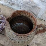 Pitcher jug carafe vase stoneware pyrite vintage Baudat pottery