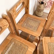 Ensemble de 4 chaises en bois et cannage - années 1960-70
