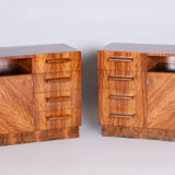 Paire de commodes ArtDéco restaurée, Palisandr, revivifiée polonaise, France, années 1930