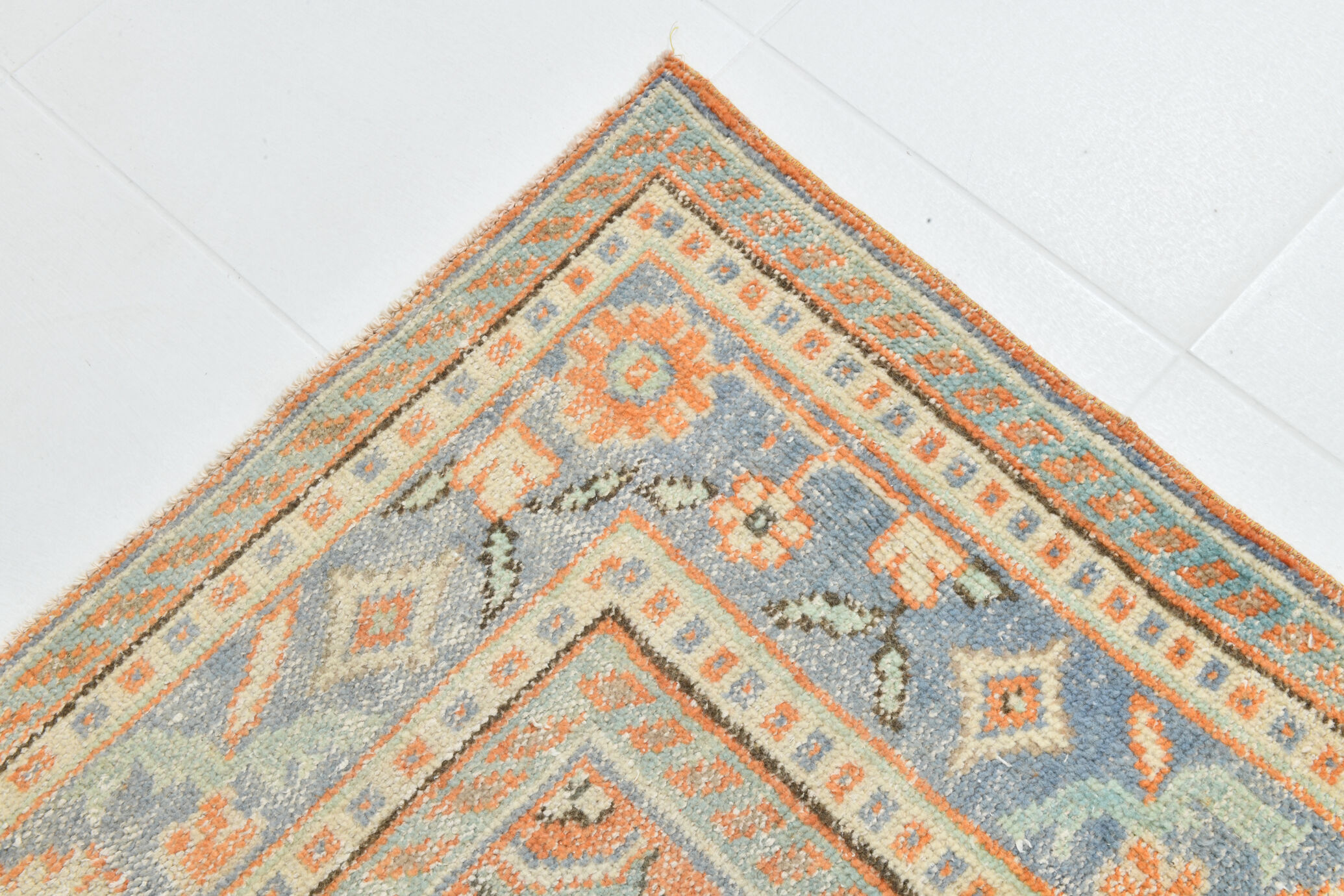 Coral orange 62s vintage rug, 226x331cm