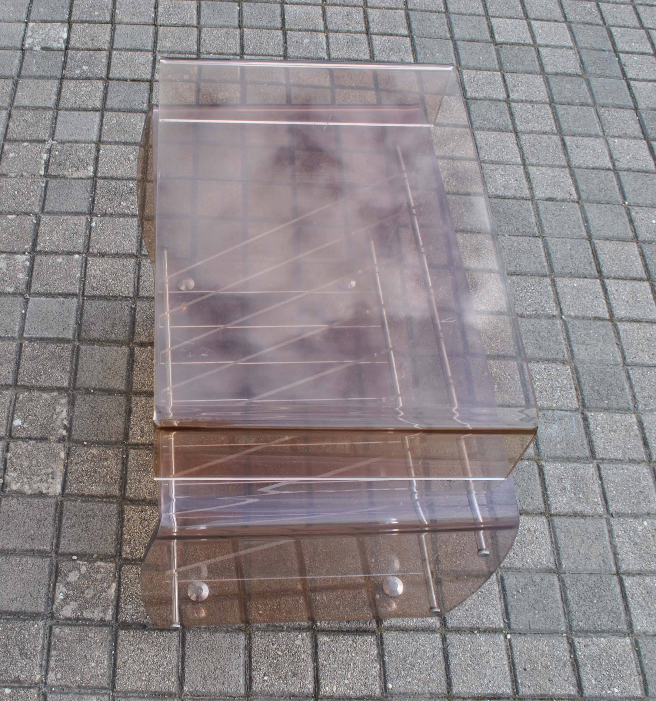Vinyl trolley on wheels in lucite Modernist design Space-age 1970 MICHEL DUMAS