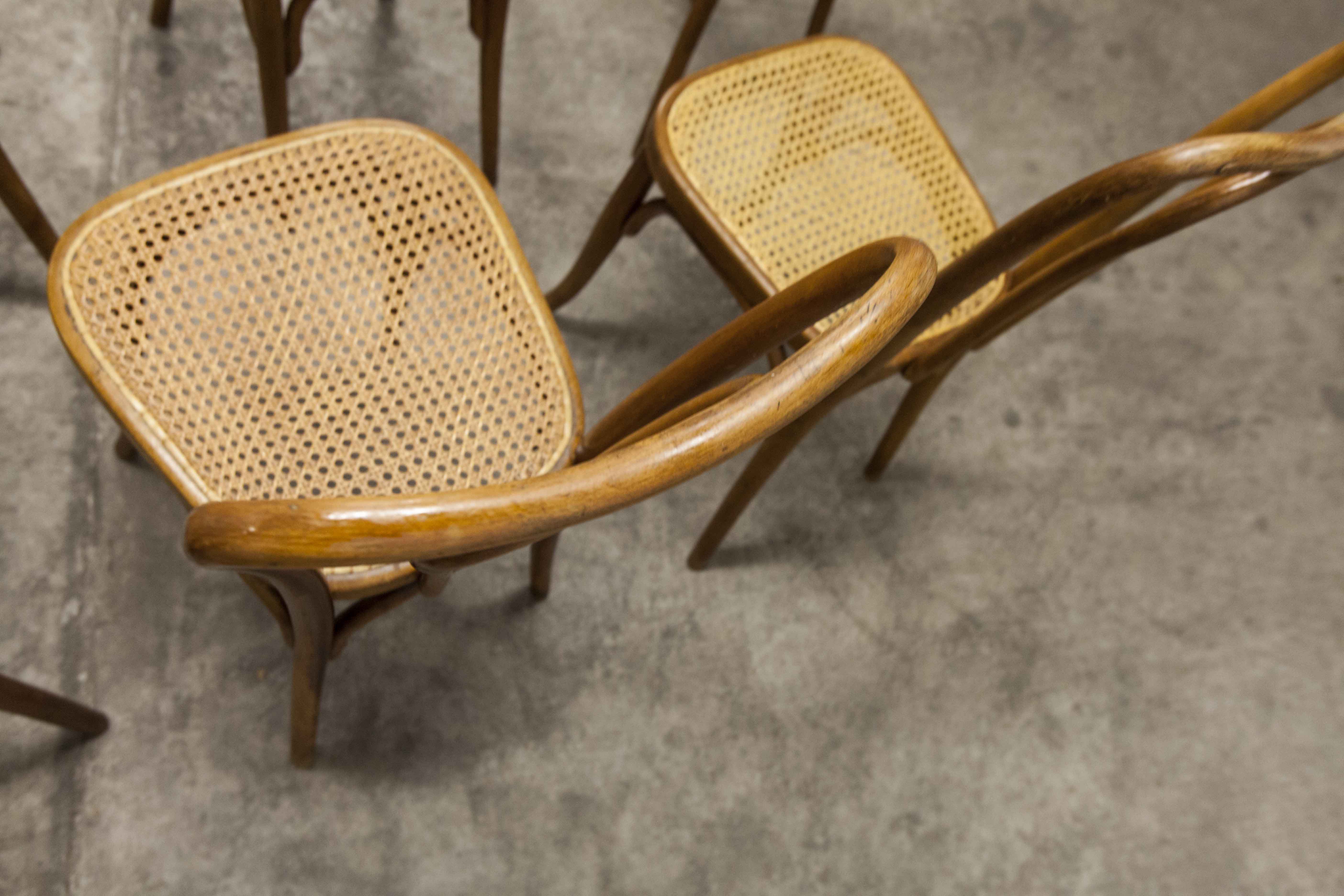 Set of 6 chairs bistro j&j kohn 1900 seat cannage
