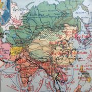 Map of old cardboard school Asia Jean Brunhes Deffontaines