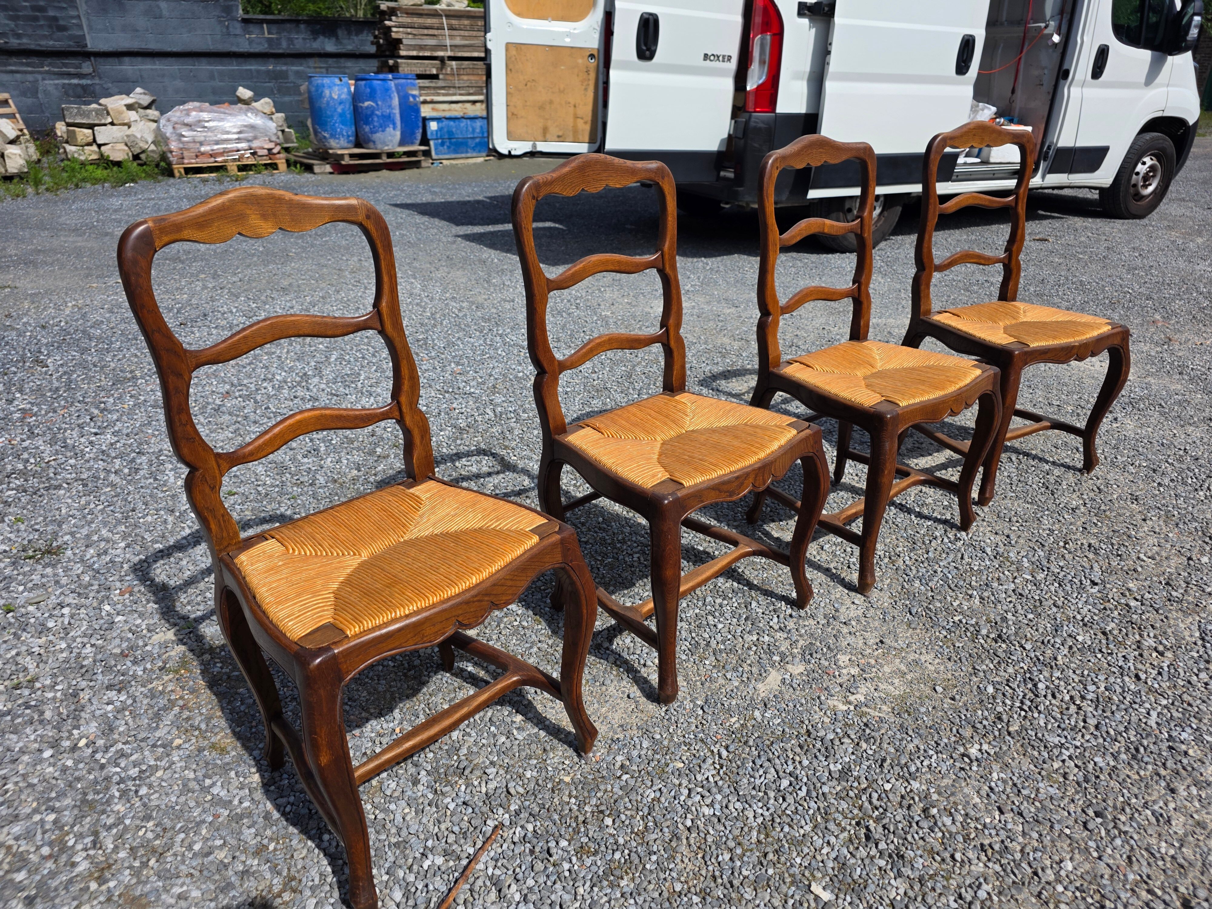 4 Louis XV style chairs in solid oak