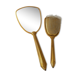 Vintage handheld mirror and hairbrush vanity set