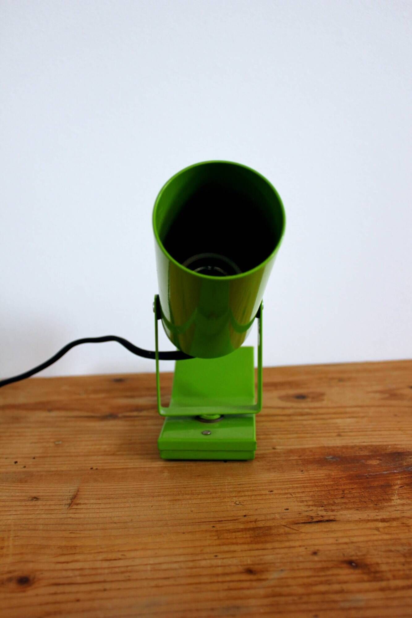 Green tube clip wall lamp office year 70 space age vintage
