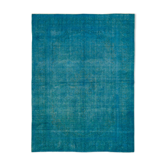Handwoven persian overdyed 306 cm x 403 cm blue wool carpet