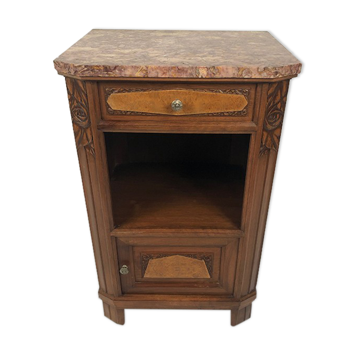 Bedside furniture wood and marble art deco period