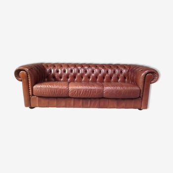 Chesterfield brown sofa 3-seater