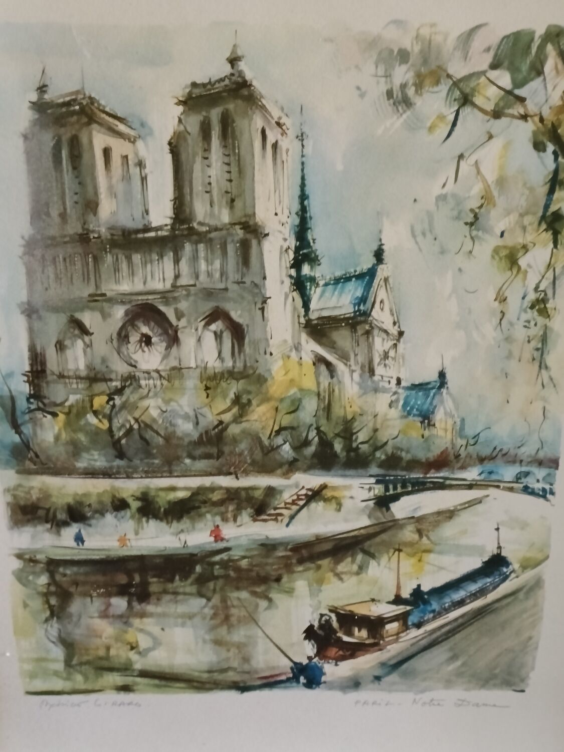 Lithograph Paris Notre Dame