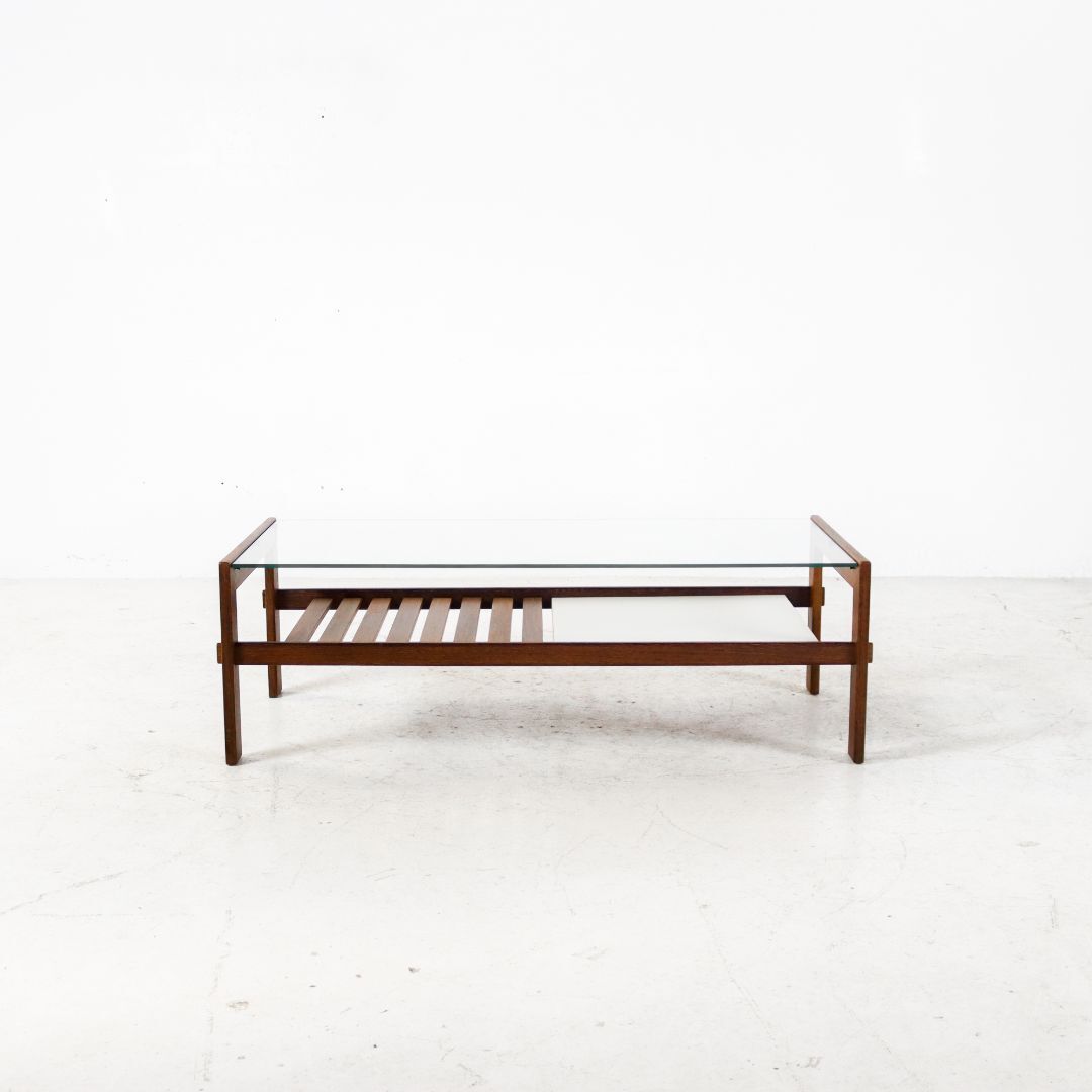 Table basse wengé & verre fumé