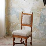 English-style baroque chair with twisted legs in elm, 1920s.