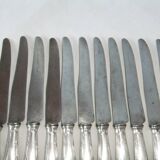 12 Christofle table knives Louis XVI bow ribbon Silver metal punch balance steel blade