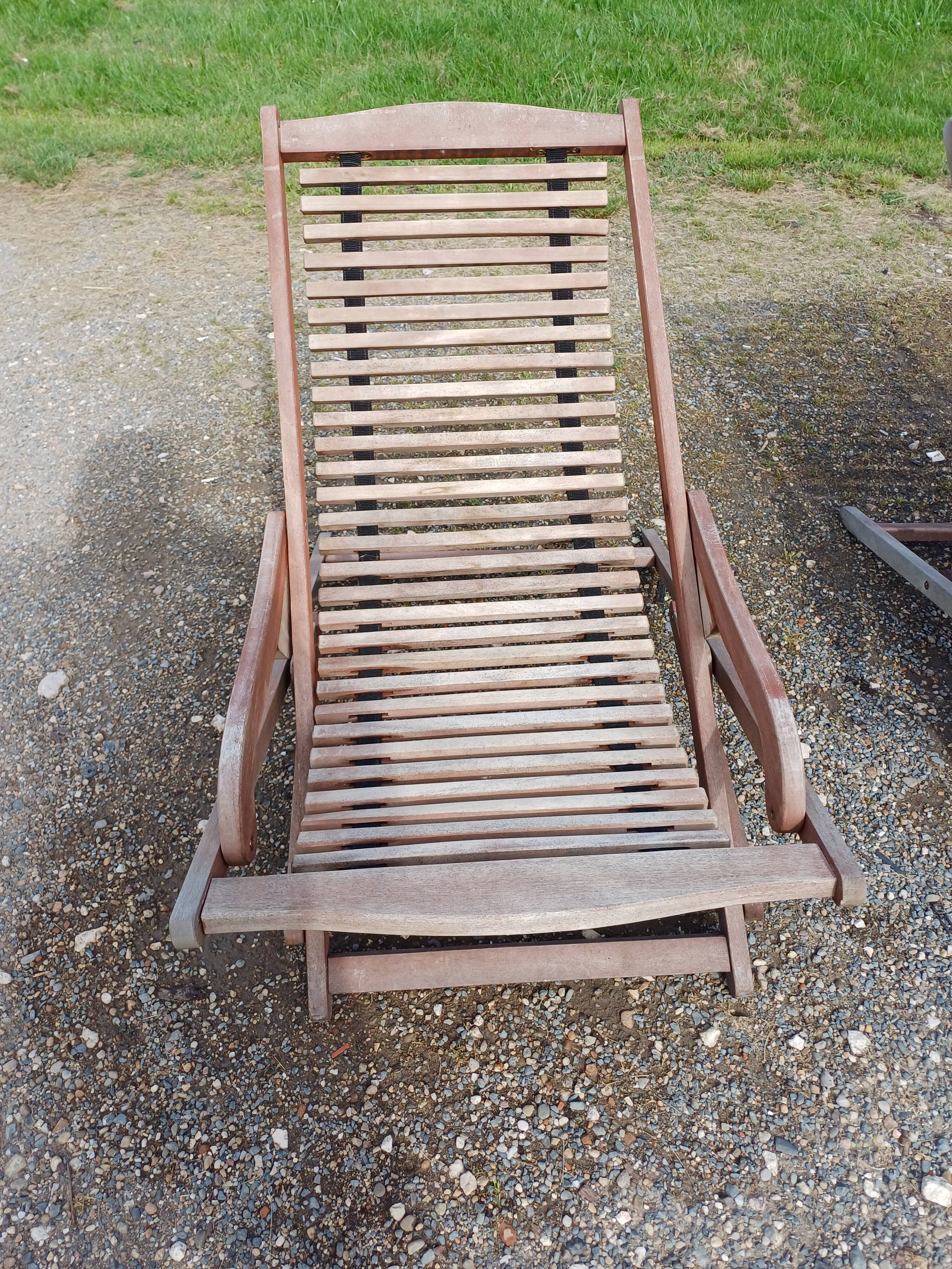Paire de transats de marine en bois exotique "Scan Com"