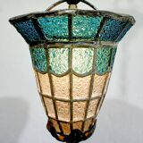 Suspension à lumière en verre bleu