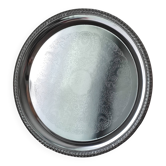 Plat métal argenté avec motif année 1980