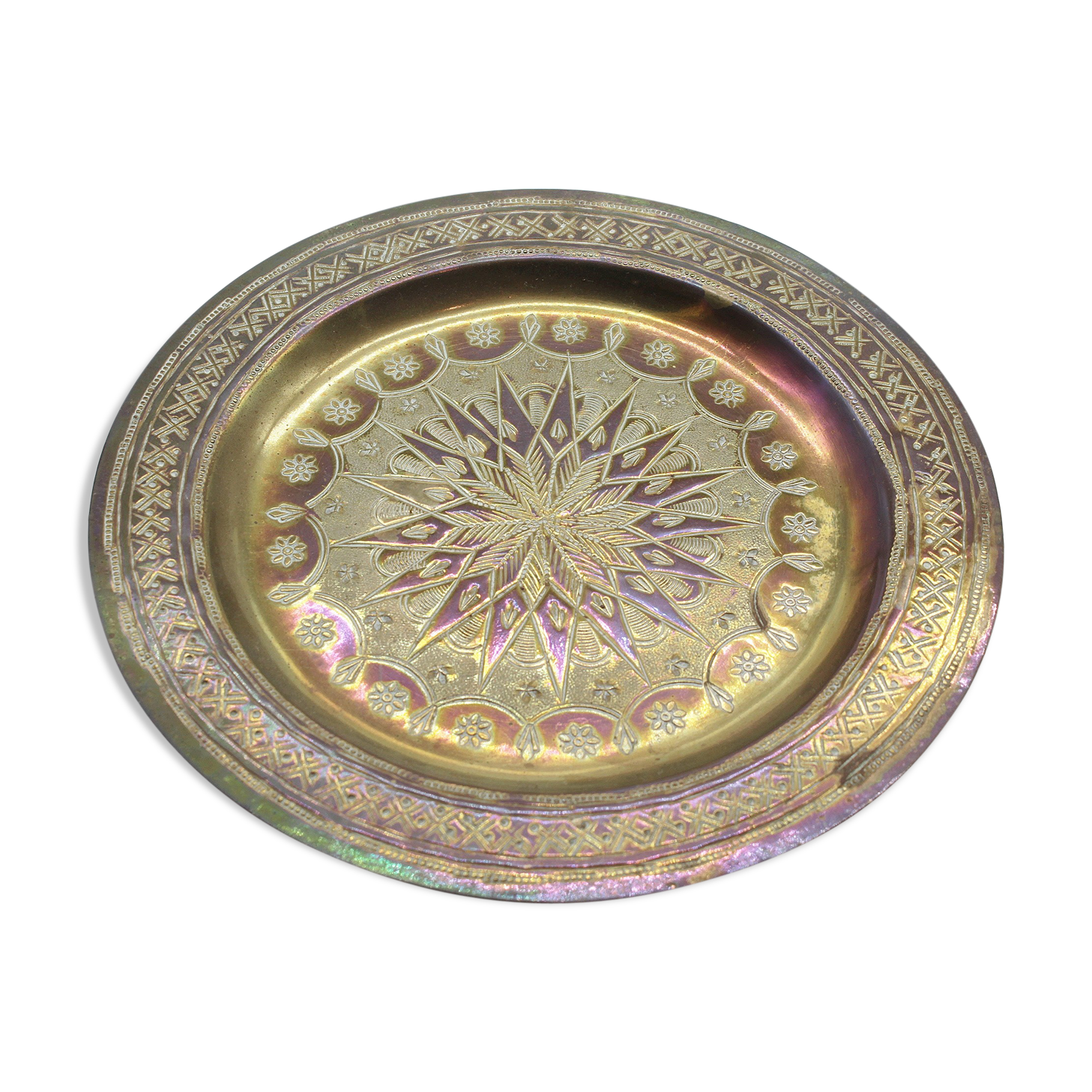 Plateau marocain en laiton vintage