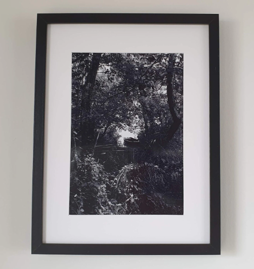 Photograph Abandoned boat black and white