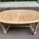 Table à manger de ferme ronde ovale extensible rénovée en bois brut 260cm