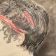 Aquarelle sur papier calque portrait femme travail debut xxe cadre dore