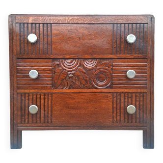 Art Deco chest of drawers with marble top, vintage antique furniture