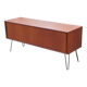 Vintage low sideboard with sliding doors and hairpin legs.
