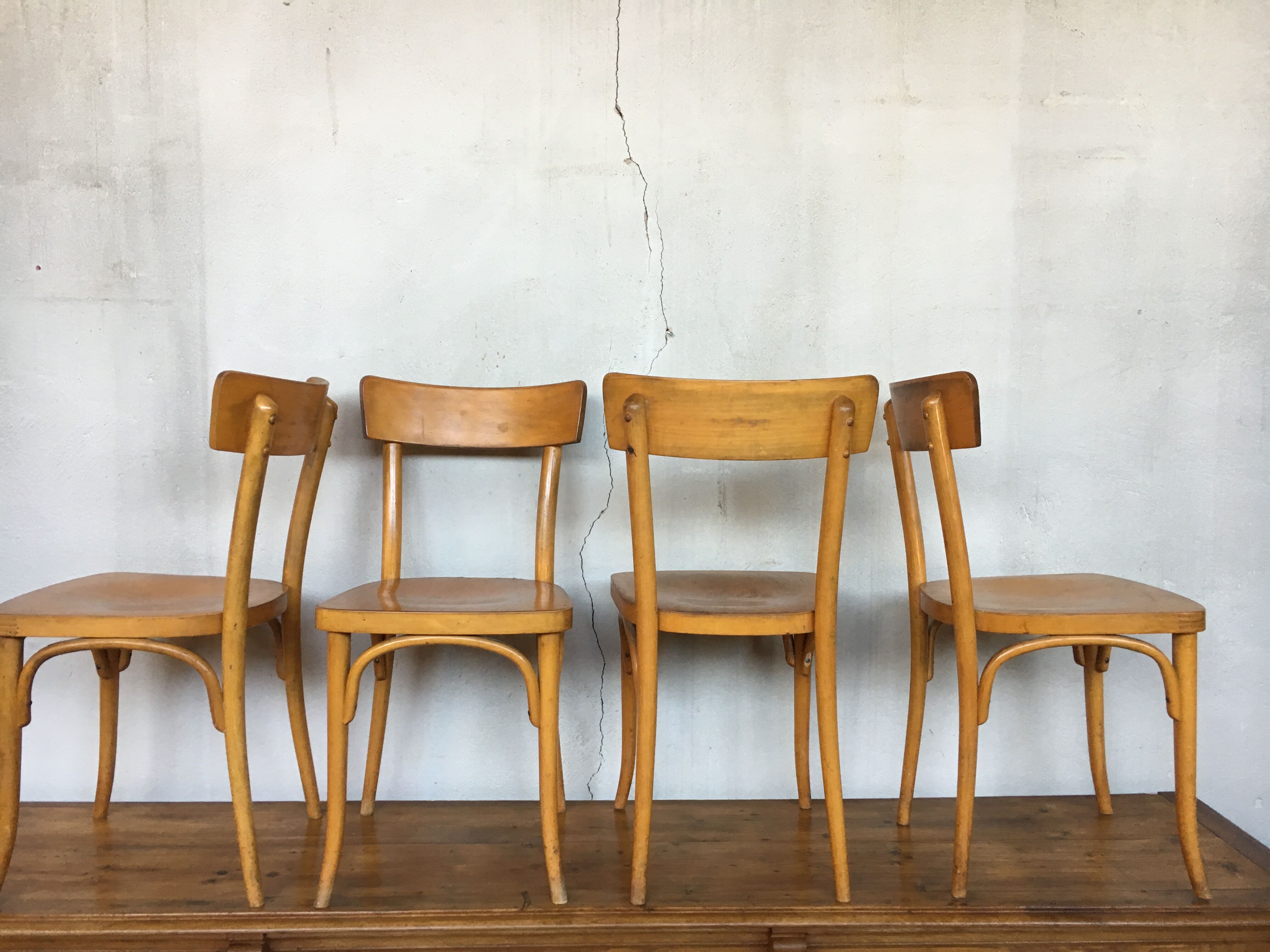 Set 4 chairs Thonet bar bistro or coffee in light wood