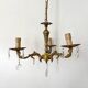 Antique 3-arm brass chandelier with tassels