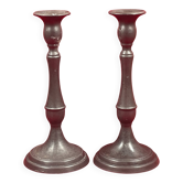 Pair of 23cm pewter candlesticks