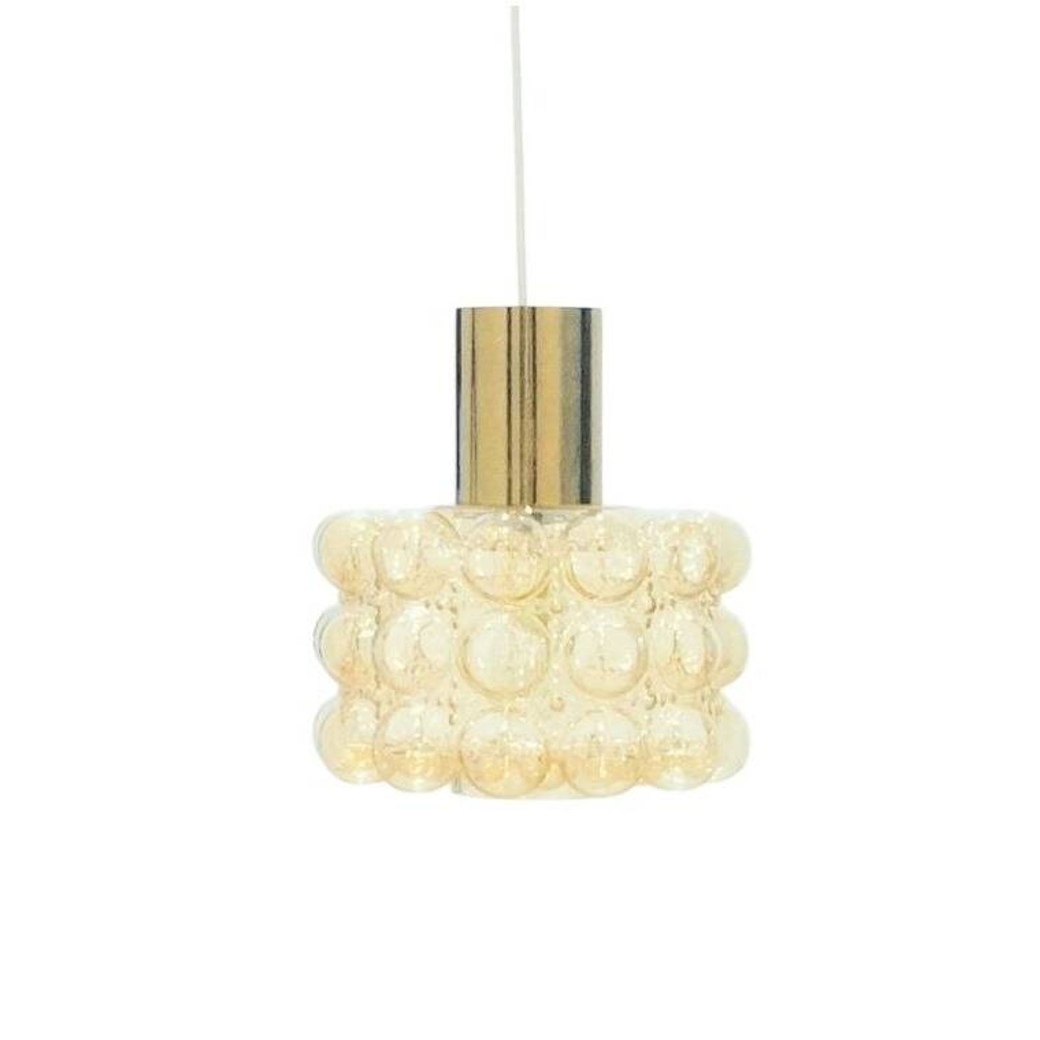 Grand plafonnier en verre bulle ambre de style mid-century par Helena Tynell, années 1960.
