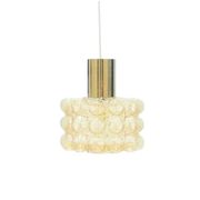 Grand plafonnier en verre bulle ambre de style mid-century par Helena Tynell, années 1960.