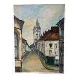 Oil painting on canvas church street 20th century