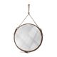 Handmade J. Adnet style mirror in brown vegetable-tanned leather, ø 45 cm